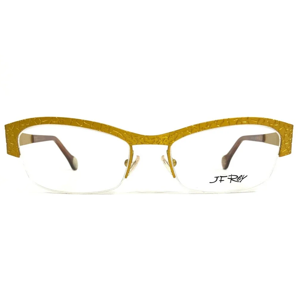 BOZ Eyeglasses Frames VIM 5050 Yellow Cracked Earth Pattern Half Rim 52-18-135